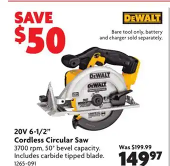 Home Hardware 20v 6-1/2 cordless circular saw offer