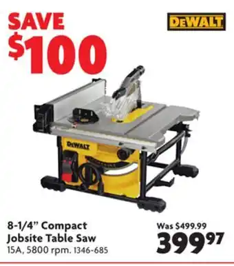 Home Hardware 8-1/4 compact jobsite table saw offer