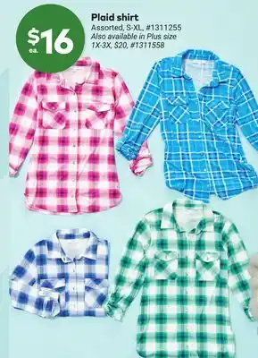 Giant Tiger Plaid shirt offer