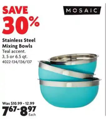 Home Hardware Stainless steel mixing bowls teal accent offer