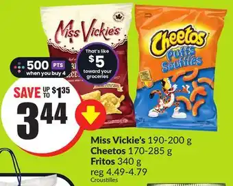 FreshCo Miss vickie's 190-200 g cheetos 170-285 g fritos 340 g offer