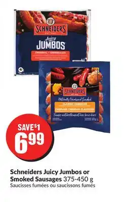 FreshCo Schneiders juicy jumbos or smoked sausages 375-450 g offer