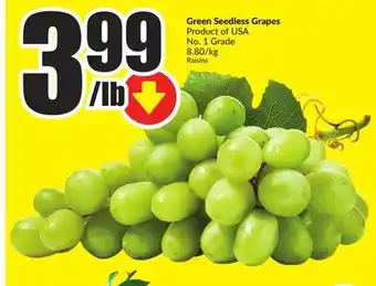 FreshCo Green seedless grapes product of usa no. 1 grade 8.80/kg offer