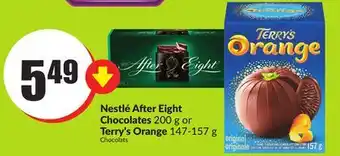 Chalo FreshCo Nestlé after eight chocolates 200 g or terry's orange 147-157 g offer