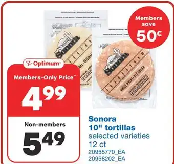 Wholesale Club Sonora 10 tortillas, 12 ct offer