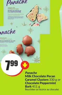 Chalo FreshCo Panache milk chocolate pecan caramel clusters 330 g or chocolate peppermint bark 411 g offer