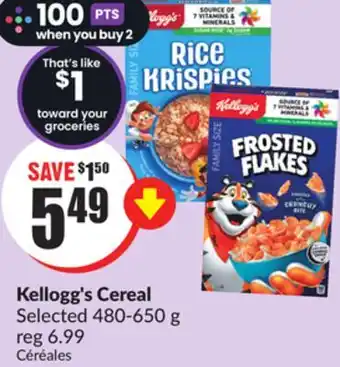 Chalo FreshCo Kellogg's cereal selected 480-650 g offer