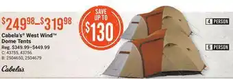 Bass Pro Cabela's west wind dome tents offer