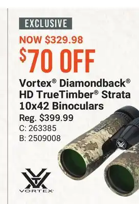 Bass Pro Vortex diamondback hd truetimber strata 10x42 binoculars offer