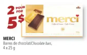 Familiprix Merci chocolate bars, 4 x 25 g offer