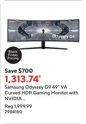 Staples Samsung odyssey g9 49 va curved hdr gaming monitor with nvidia g-sync technology - lc49g95tssnxza offer