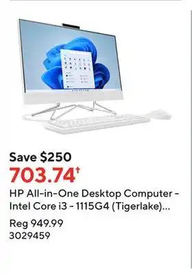 Staples Hp all-in-one desktop computer - intel core i3 - 1115g4 (tigerlake) - 8gb sdram - 256gb ssd - windows 11 home offer