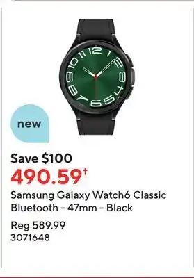 Staples Samsung galaxy watch6 classic bluetooth - 47mm - black offer