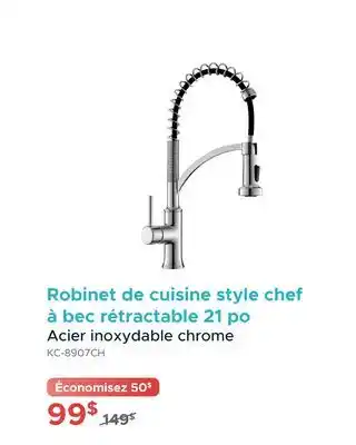 Bath Depot Robinet de cuisine style chef à bec rétractable 21 po offer
