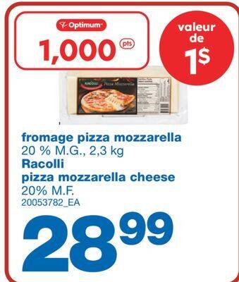 Wholesale Club Fromage pizza mozzarella racolli, 2,3 kg offer