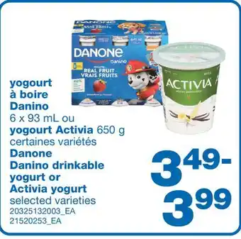 Wholesale Club Yogourt à boire danino 6 x 93 ml ou yogourt activia 650 g offer