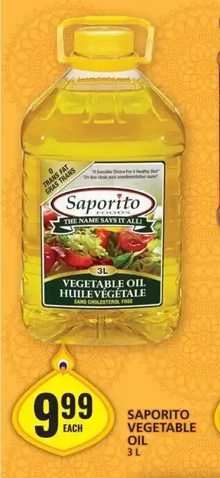 Food Basics SAPORITO VEGETABLE OIL 3L offer