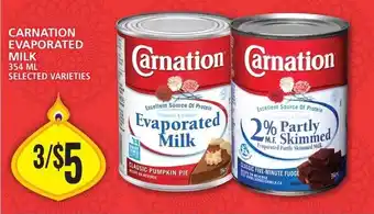 Food Basics CARNATION EVAPORATED MILK 354ML SELECTED VARIETIES offer