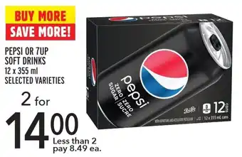 Metro PEPSI OR 7UP SOFT DRINKS 12 x 355 ml SELECTED VARIETIES offer
