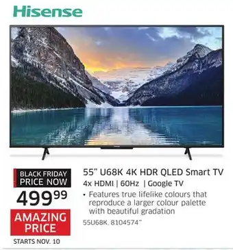 The Source Hisense 55 u68k 4k hdr qled smart tv offer