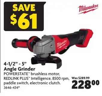Home Hardware 4-1/2 - 5 angle grinder offer
