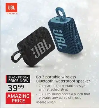 The Source Jbl go 3 portable wireless bluetooth waterproof speaker offer