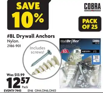 Home Hardware 8l drywall anchors offer