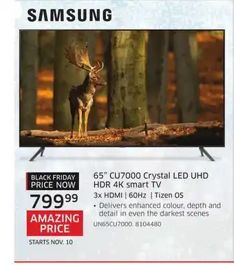 The Source Samsung 65 cu7000 crystal led uhd hdr 4k smart tv offer
