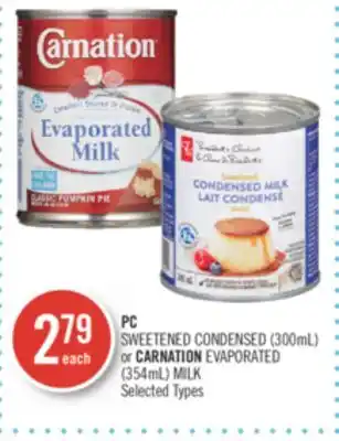 Shoppers Drug Mart Pc sweetened condensed (300ml) or carnation evaporated (354ml) milk selected types offer