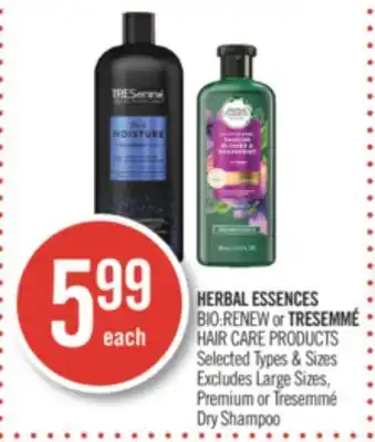 Shoppers Drug Mart Herbal essences bio renew or tresemme hair care products offer