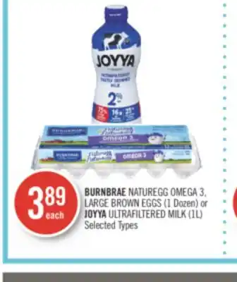 Shoppers Drug Mart Burnbrae naturegg omega 3, large brown eggs (1 dozen) or joyya ultrafiltered milk (1l) offer