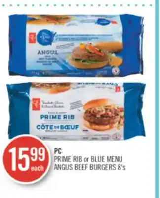 Shoppers Drug Mart Pc prime rib or blue menu angus beef burgers offer