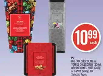 Shoppers Drug Mart Pc big box chocolate & toffee collection (800g), deluxe mixed nuts (285g), or candy (700g) tin offer