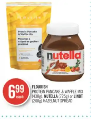 Shoppers Drug Mart Flourish protein pancake & waffle mix (430g), nutella (725g) or lindt (200g) hazelnut spread offer