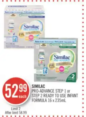 Shoppers Drug Mart Similac pro-advance step 1 or step 2 ready to use infant formula 16 x 235ml offer