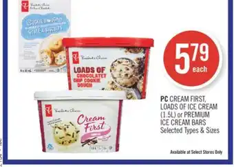 Shoppers Drug Mart Pc cream first, loads of ice cream or premium ice cream bars offer