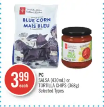 Shoppers Drug Mart Pc salsa (430ml) or tortilla chips (368g) offer