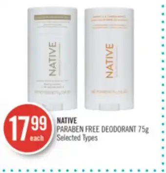 Shoppers Drug Mart Native  paraben free deodorant offer