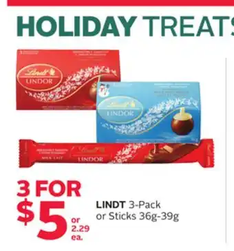 Rexall Lindt 3-pack or sticks offer