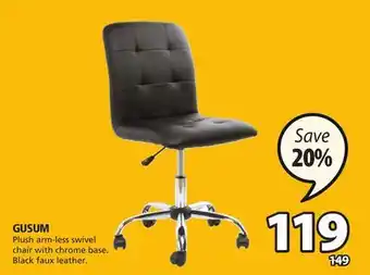 JYSK Gusum plush arm-less swivel chair with chrome base offer