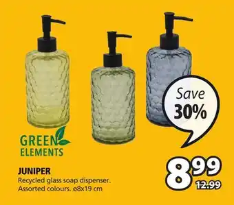 JYSK Green elements juniper recycled glass soap dispenser offer