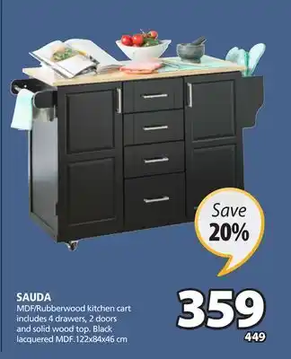 JYSK Sauda mdf/rubberwood kitchen cart offer