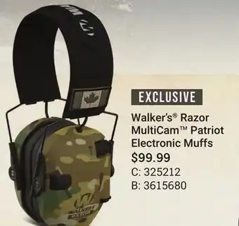 Bass Pro Walker's razor multicam patriot electronic muffs offer