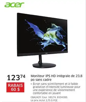 The Source Moniteur ips hd intégrale de 23,8 po sans cadre acer offer