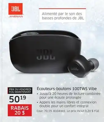 The Source Écouteurs-boutons 100tws vibe jbl offer