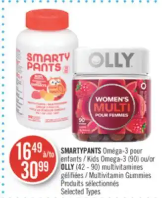 Pharmaprix Smartypants kids omega-3 (90) or olly (42 - 90) multivitamin gummies offer