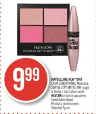 Pharmaprix Maybelline new york lash sensational mascara super stay matte ink lip colour or revlon eyeshadow quad offer
