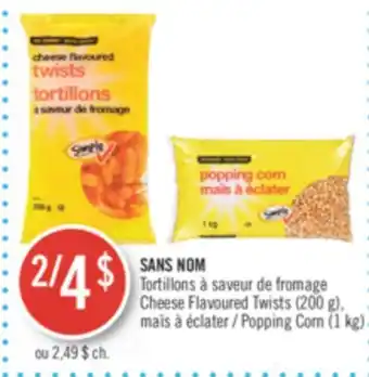 Pharmaprix No name cheese flavoured twists (200 g), popping corn (1 kg) offer