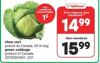 Wholesale Club Chou vert, 50 lb bag offer
