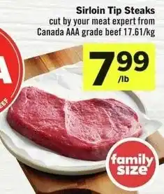 IGA Sirloin Tip Steaks offer